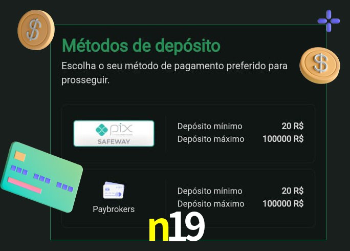 O cassino n19 oferece uma grande variedade de métodos de pagamento